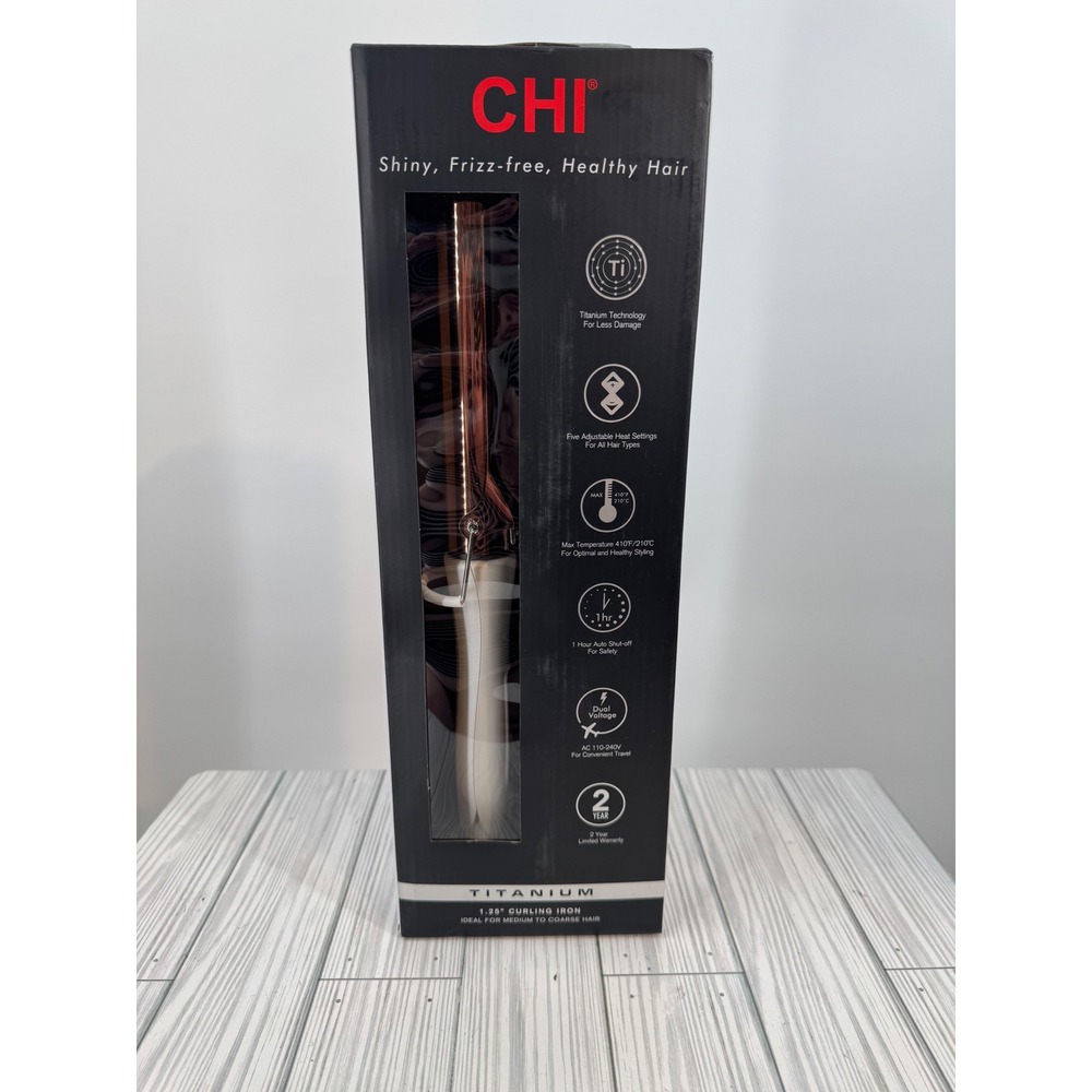 CHI Titanium 1.25 Inch Curling Iron Rose Gold White CA1247-T‎ Dual Voltage 410F